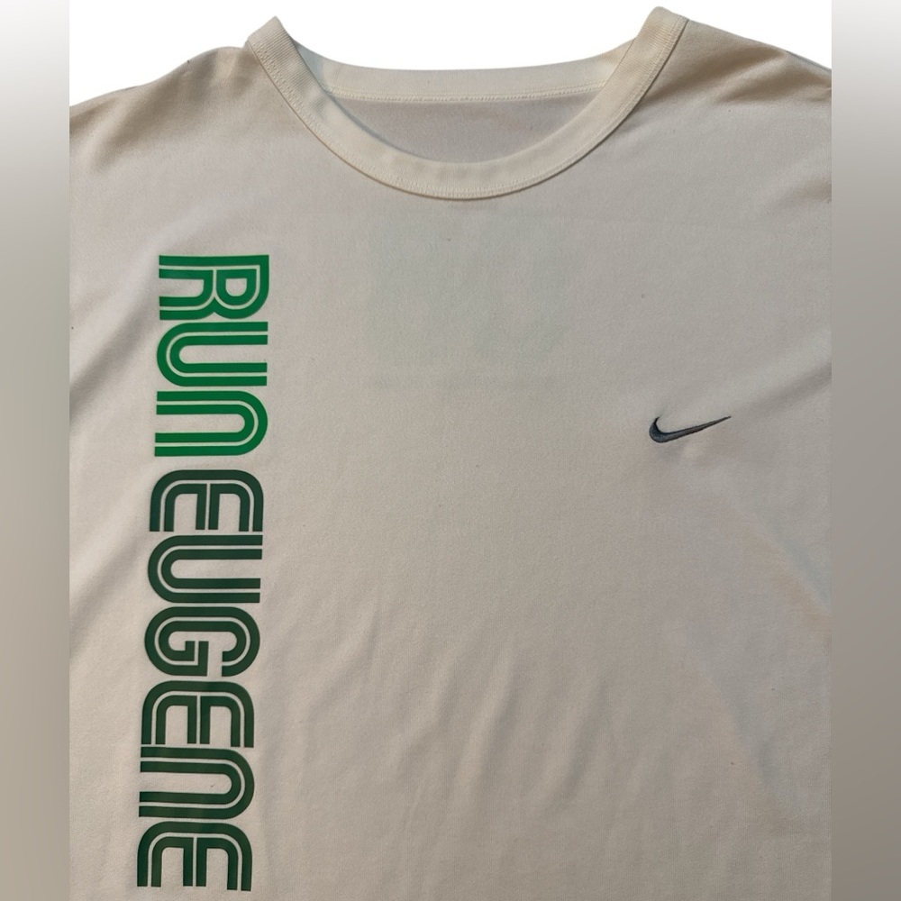 Nike Y2K “Run Eugene” Men’s Dri-Fit White T-Shirt Size XL‎ Double Sided Athletic